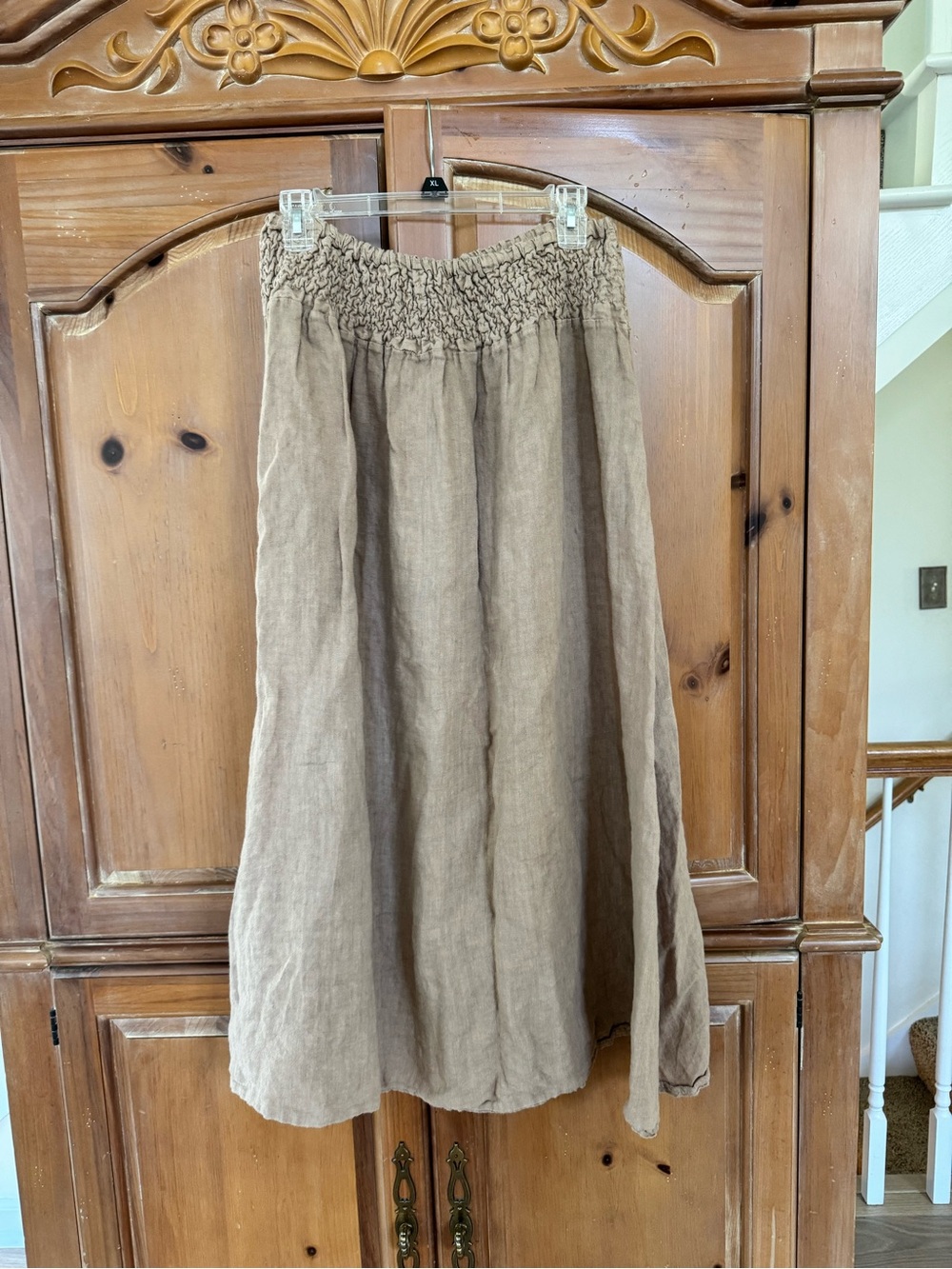 100% Linen Maxi Skirt in Taupe Linen